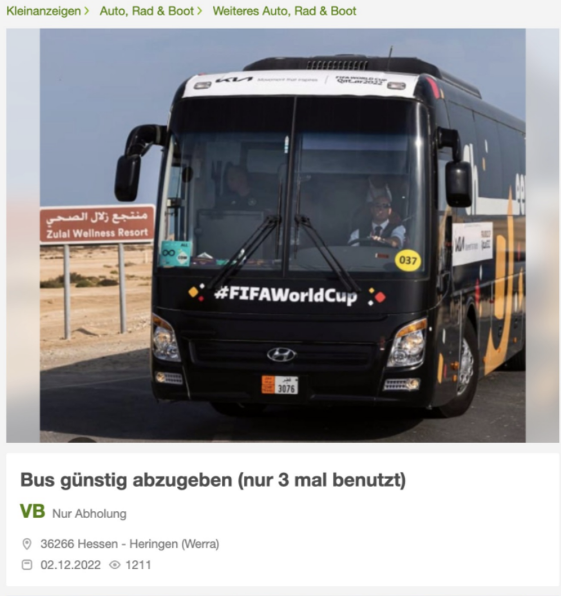 eBay Kleinanzeigen WM Bus