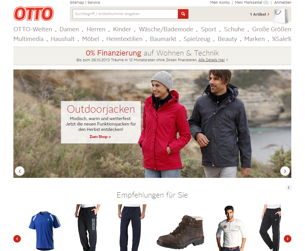 Startseite neuer Otto-Shop Lhotse.