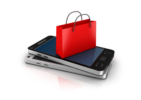 Smartphones und Einkaufstasche