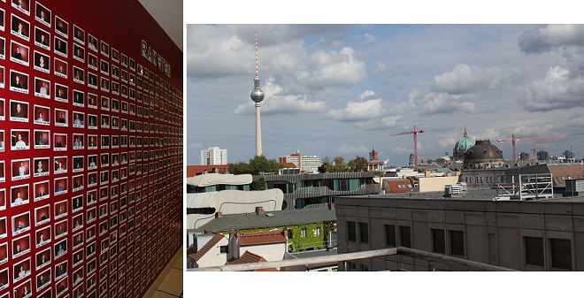 Raketen-Wand und Aussicht von Dachterrasse Berlin