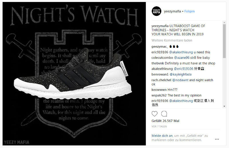 Screenshot: Instagram Yeezy Mafia: Adidas Turnschuhe