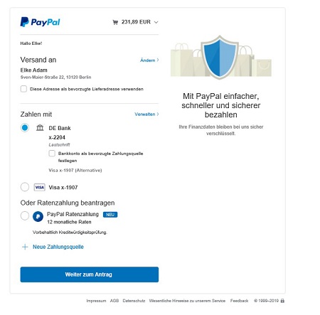 PayPalRatenzahlung Produkt 1