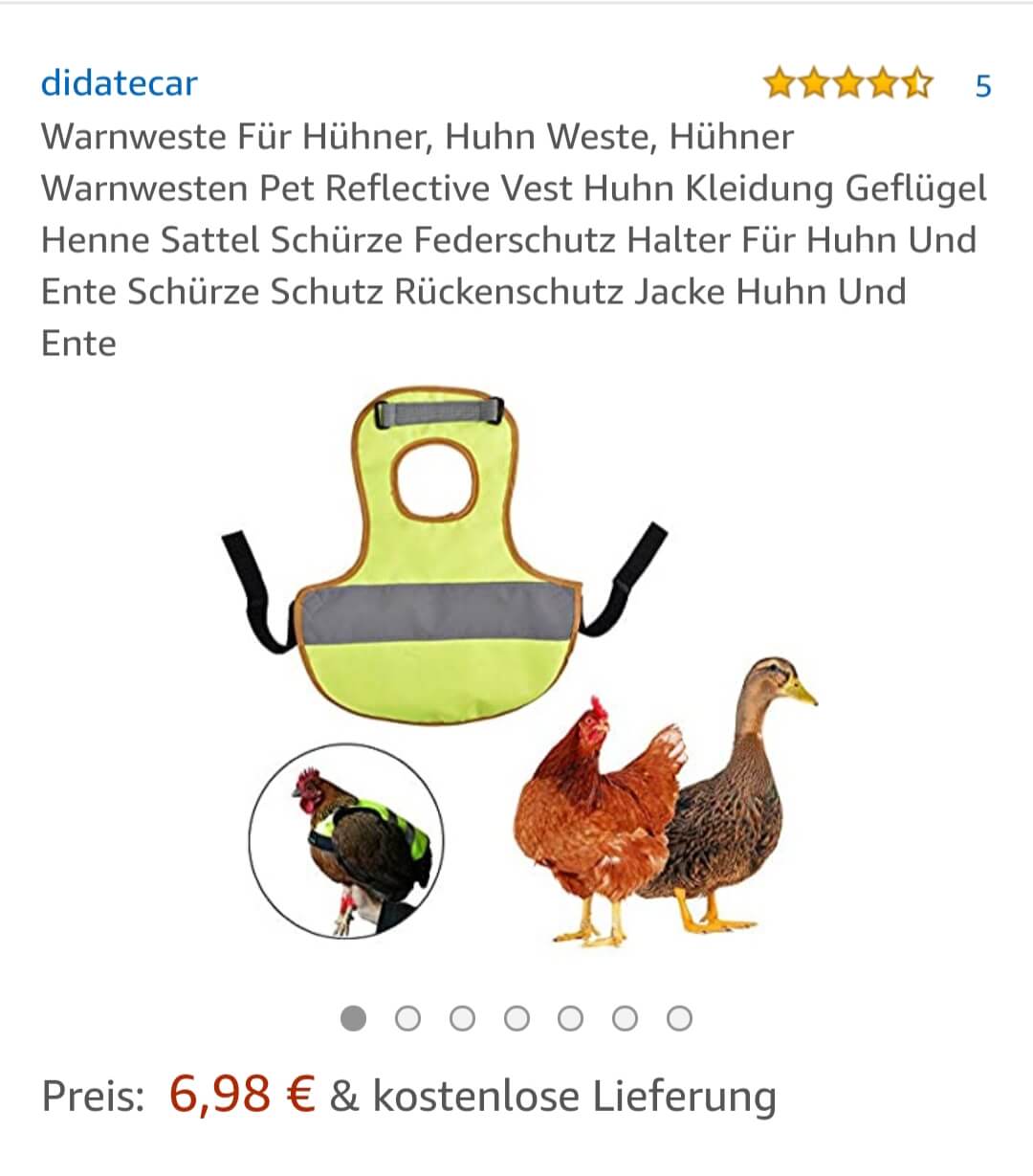 Amazon Screenshot Warnweste Huhn