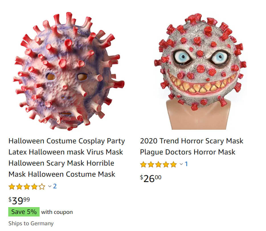 Amazon USA Halloween Masken Corona Screenshot