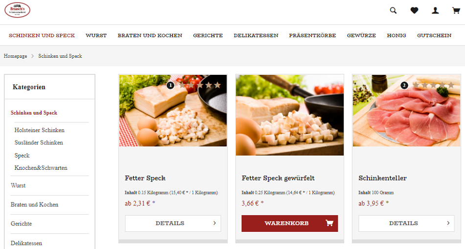 online shop braaschs schinkenräucherei screenshot