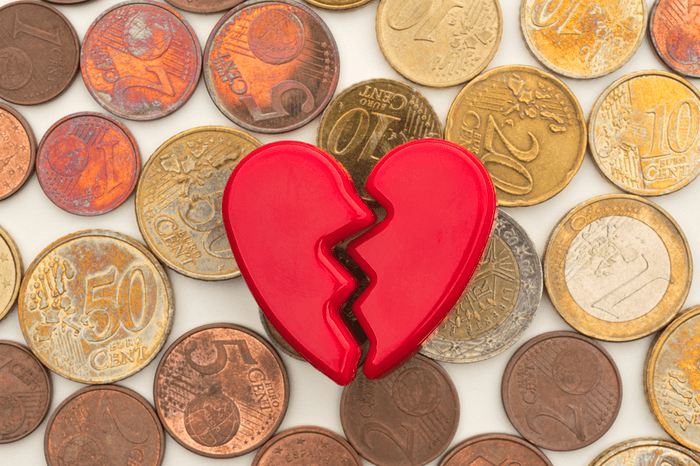 gebrochenes Herz auf Euro Münzen