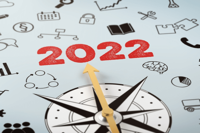 2022 mit Kompass und Symbolen