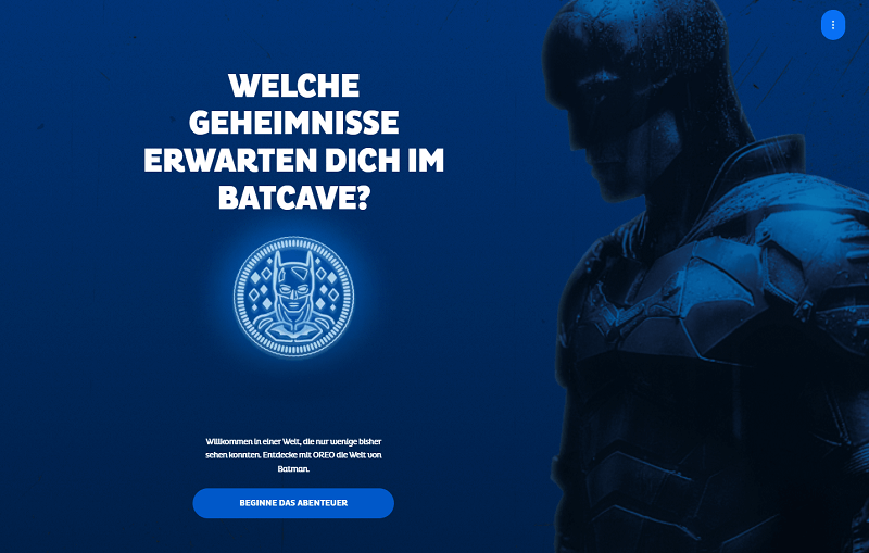 Screenshot Oreo Landingpage Batman / Oreo.eu (14.01.22)