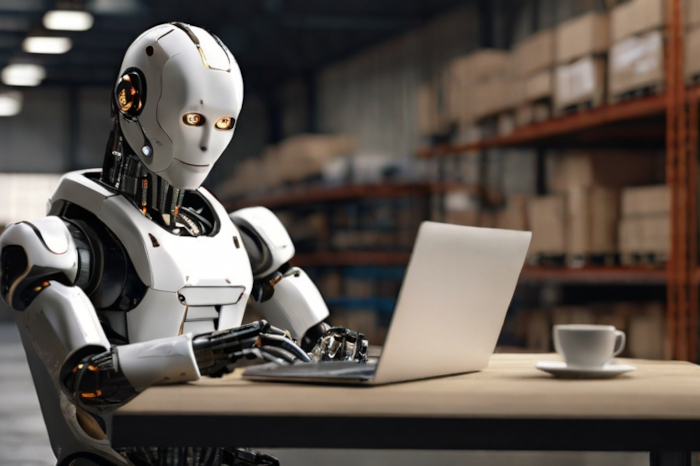 Roboter pflegt einen Online-Shop