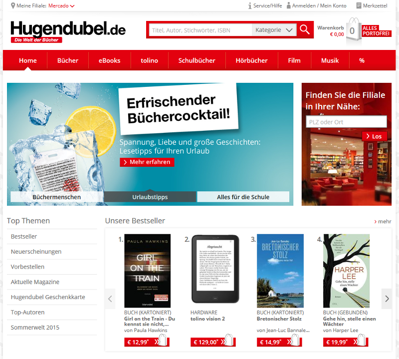 Hugendubel: neuer Online-Shop, Screenshot