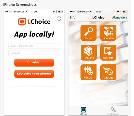 Ein Screenshot der LChoice-App.