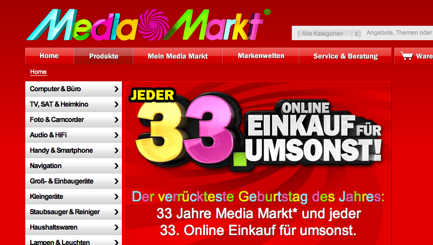 Screenshot: Geburtstagsaktion von Media Markt 
