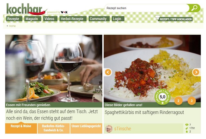 Kochbar.de-Homepage