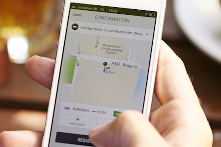 Uber App auf einem Smartphone