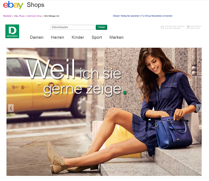 Screenshot Ebay-Markenshop von Deichmann 