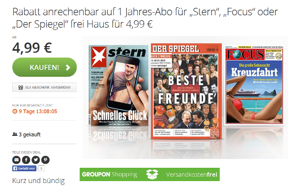 Screenshot von Groupon: Zeitschriften-Abo  