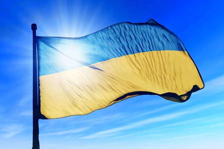 Ukraine Flagge im Wind