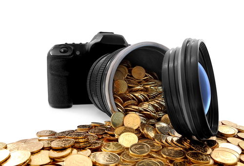Kamera mit goldenen Coins