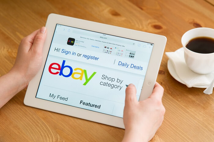 Close up of ebay's website on a ipad screen