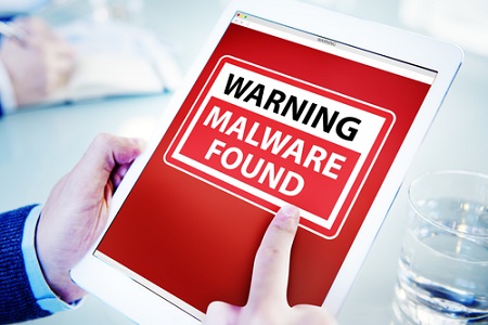 Tablet mit Malware-Warnung