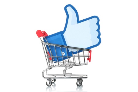 Facebook Like in einem Einkaufswagen