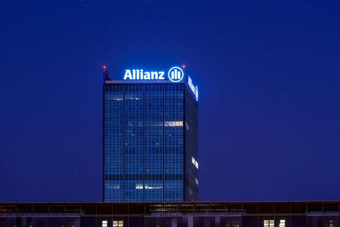 The Allianz Tower at evening in Berlin Treptow