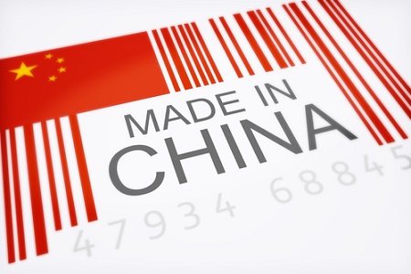Product bar code symbolizing the massive amounts of imported goods from China isolated on a white background