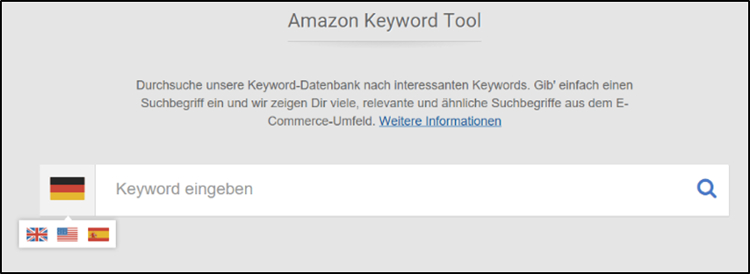 Sistrix: Amazon Keyword Tool: Suchmaske