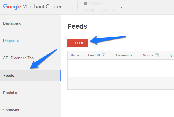 Screenshot Google Merchant Center