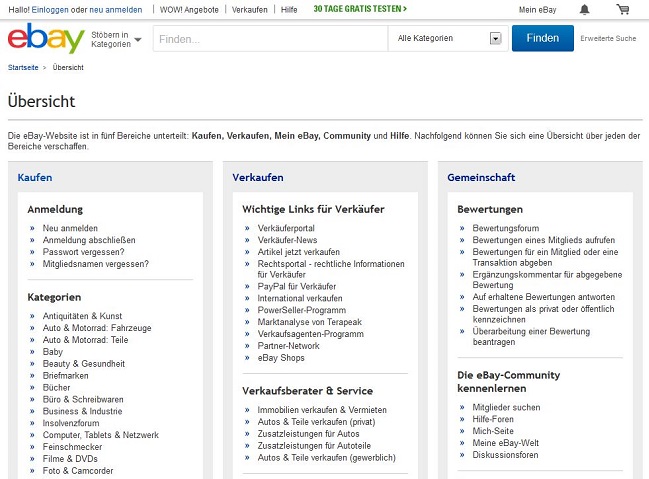 Screenshot der Tippfehler-Domain Ebai.de