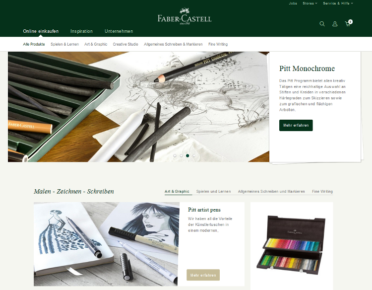Online-Shop Faber-Castell, Screenshot