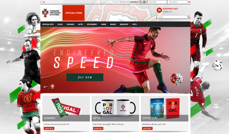 Screenshot des Fußball Online-Shops Portugal
