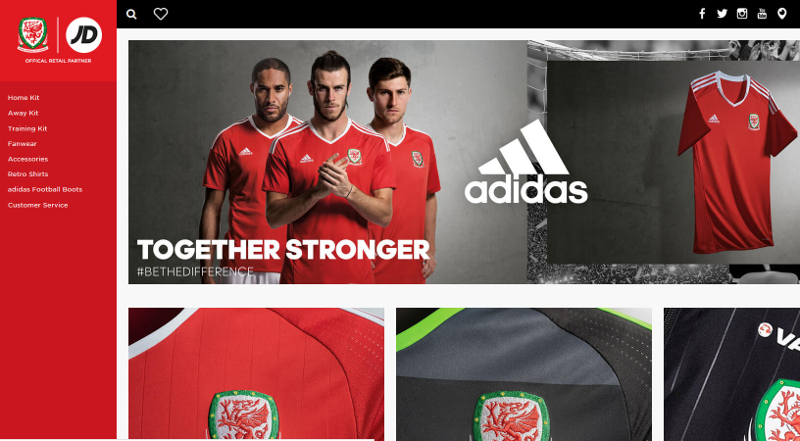 © walesfootballshop.co.uk Screenshot des Fußball Online-Shops Wales