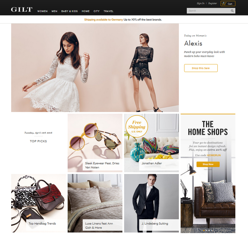 Screenshot: Shopping-Club Gilt