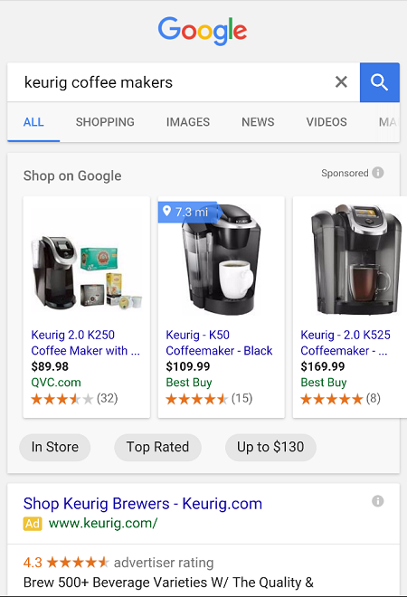 Screenshot Google Filter