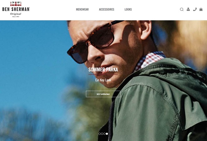 Homepage des Online-Shops von Ben Sherman