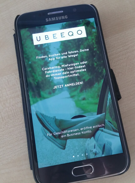 Ubeeqo App auf Smartphone