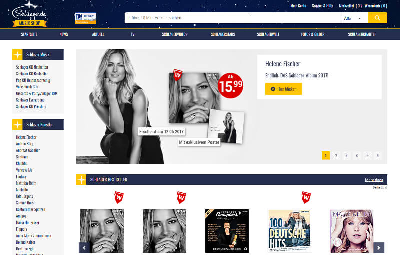 Screenshot Weltbild Schlager-Shop